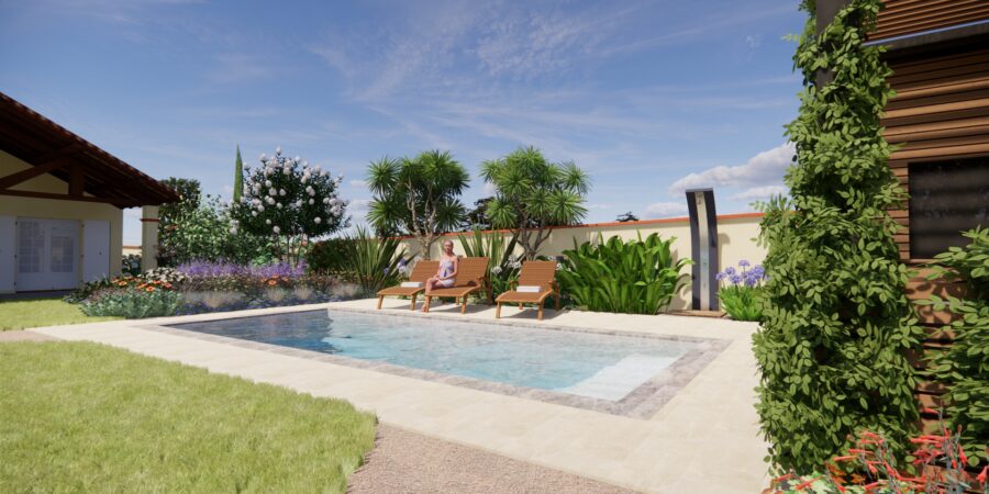 Conception - Aménagement paysager - Piscine - Abri de jardin - Pergola - Potager - Terrasse - Chemin